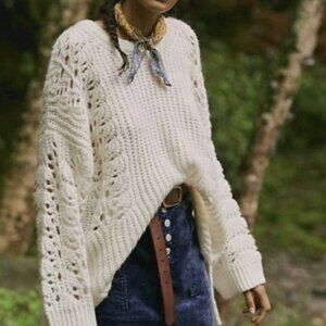SOLD - Anthropologie Pilcro Devenne Pointelle Oversized Pullover Sweater